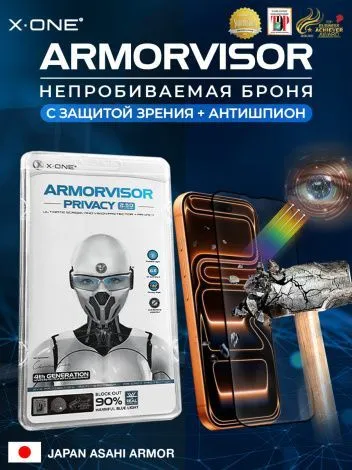 Непробиваемая бронепленка Armorvisor Privacy 7H 4-rd generation для iPhone 17 Pro Max/16 Pro Max / фильтрация УФ излучения / защита зрения / Антишпион