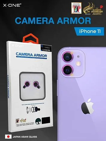 Сапфировое стекло на камеру iPhone 11 12/12 Mini/11 X-ONE Camera Armor - цвет Dark Purple / линзы / авиа-алюминиевый корпус