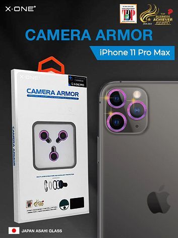 Сапфировое стекло на камеру iPhone 11 Pro Max/11 Pro X-ONE Camera Armor - цвет Dark Purple / линзы / авиа-алюминиевый корпус