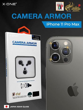 Сапфировое стекло на камеру iPhone 11 Pro Max/11 Pro X-ONE Camera Armor - цвет Silver / линзы / авиа-алюминиевый корпус