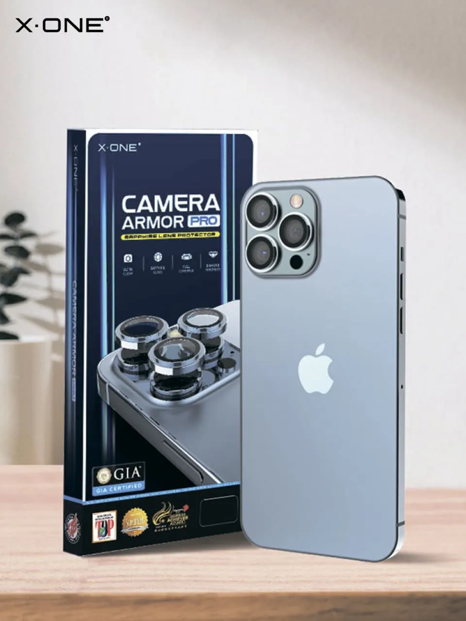 Сапфировое стекло на камеру iPhone 14 Pro/14 Pro Max X-ONE Camera Armor PRO  - цвет Purple / линзы / авиа-алюминиевый корпус | X-ONE