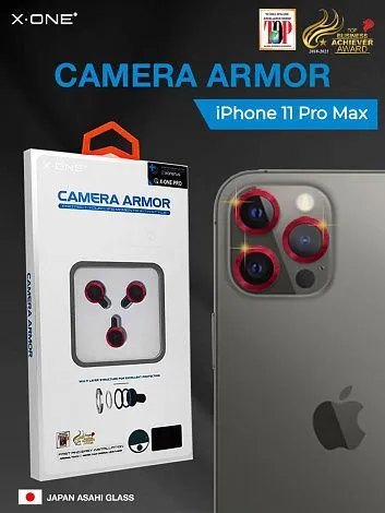 Сапфировое стекло на камеру iPhone 11 Pro Max/11 Pro X-ONE Camera Armor - цвет Red / линзы / авиа-алюминиевый корпус