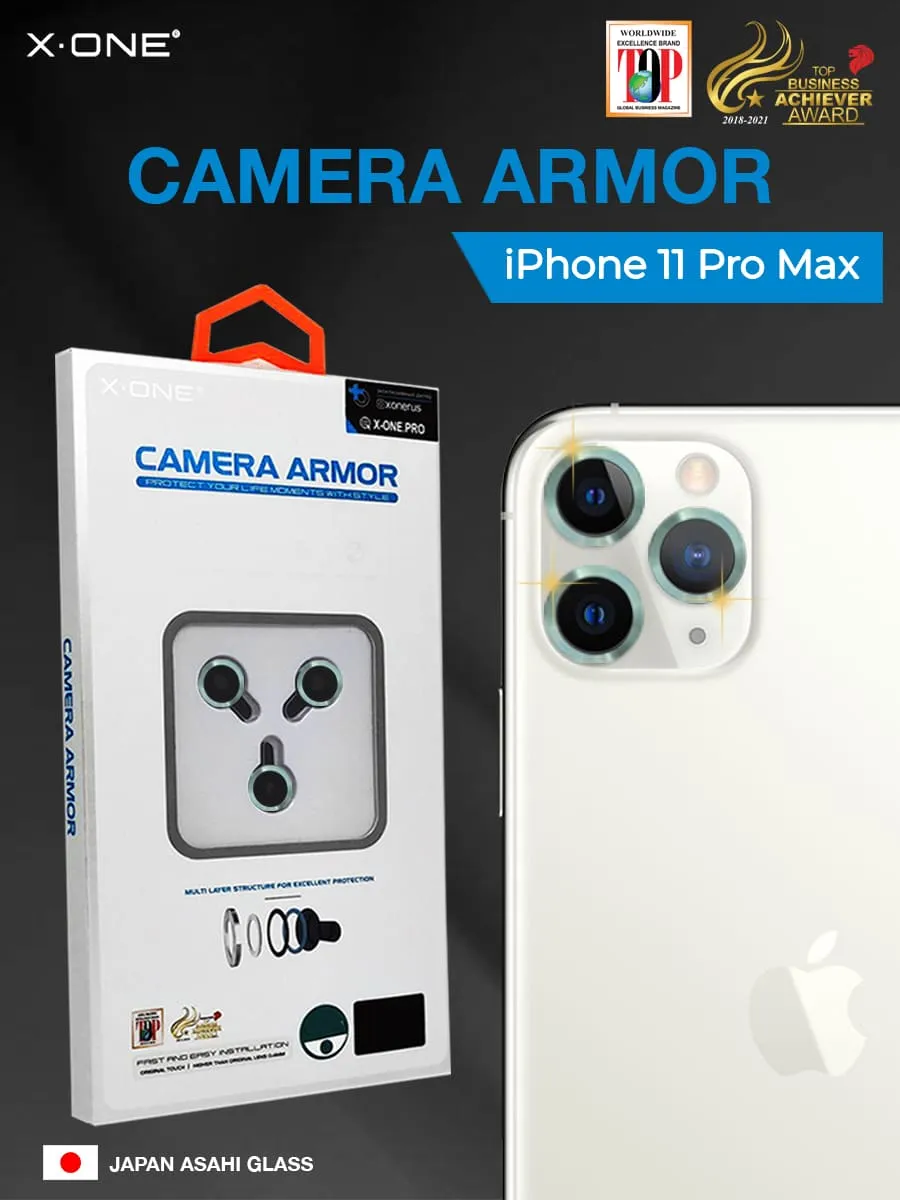 Сапфировое стекло на камеру iPhone 11 Pro Max/11 Pro X-ONE Camera Armor -  цвет Light Green / линзы / авиа-алюминиевый корпус | X-ONE