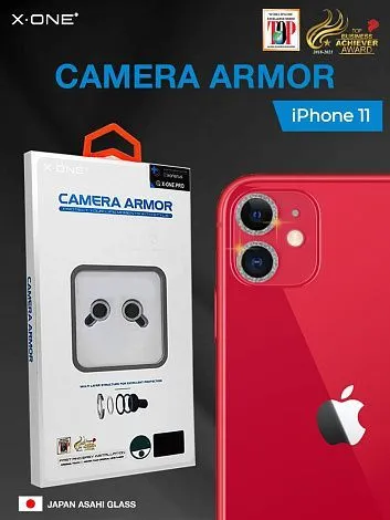 Сапфировое стекло на камеру iPhone 12/12 Mini/11 X-ONE Camera Armor - цвет Diamond Silver / линзы / авиа-алюминиевый корпус