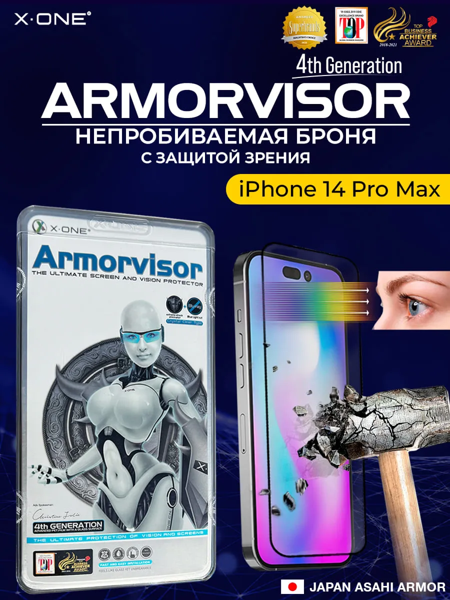 Непробиваемая бронепленка iPhone 14 Pro Max X-ONE Confidential  4rd-generation - Антишпион / защита от подглядывания | X-ONE