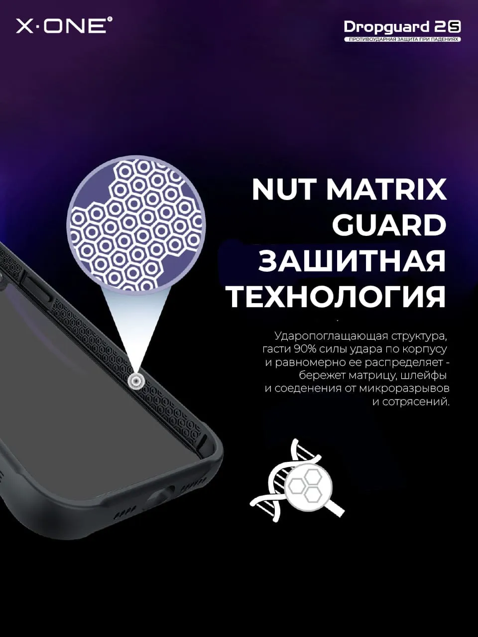 Чехол iPhone 14 Pro X-ONE DropGuard 2S - прозрачная задняя панель и черный  матовый Soft Touch бампер | X-ONE