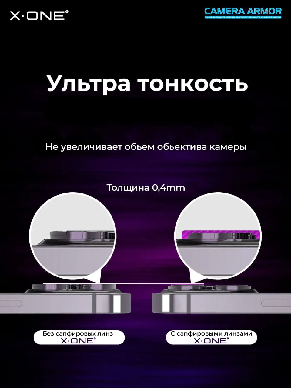 Сапфировое стекло на камеру Samsung Galaxy S24 Ultra X-ONE Camera Armor -  цвет Silver / линзы / авиа-алюминиевый корпус | X-ONE